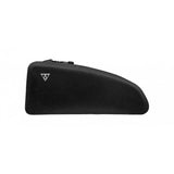 Topeak Toploader Drybag 1L waterproof bikepacking accessory attached to a bike's top tube in black.