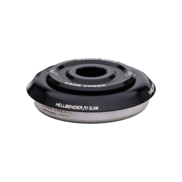 Cane Creek Hellbender 70 Slam IS42 4.6mm upper headset component in black for bicycle handlebar installation.