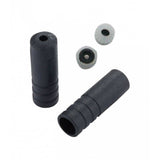 Jagwire sealed end caps for 4mm shift cable housing in black plastic, displayed in a pack of 100 components.