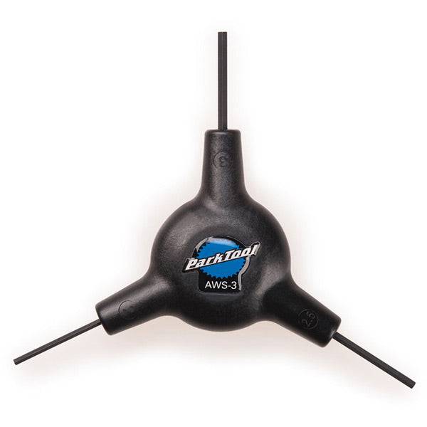 Park Tool AWS-3 hex wrench set with 2mm and 3mm ergonomic handles, compact workshop tool for precise bike maintenance.