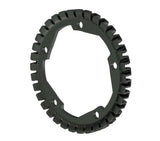 Trek TAB belt drive chainring replacement for e-bike components, showing a close-up of the black metal chainring with teeth.