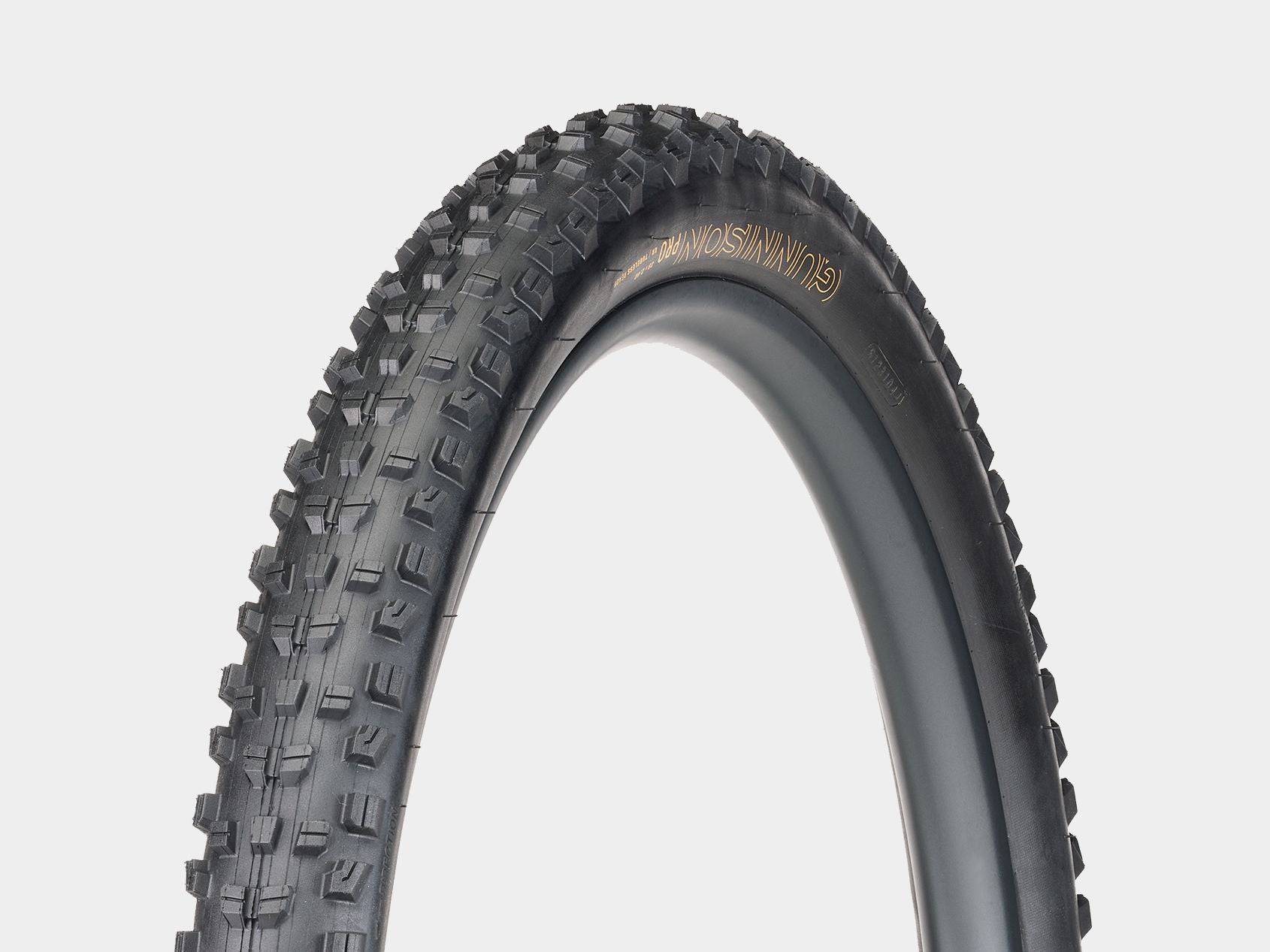 Bontrager Gunnison Pro XR 29-inch tubeless-ready mountain bike tire in black, featuring aggressive tread for MTB riding.
