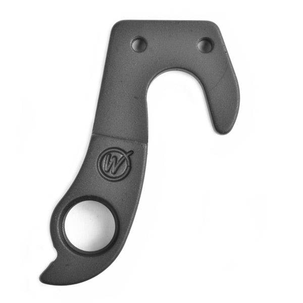 Wheels Manufacturing replaceable derailleur hanger dropout, CNC machined bike component, designed for easy derailleur attachment.