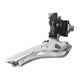 Campagnolo Veloce black 10-speed front derailleur for road bikes, showing the component with mounting and adjustment features.