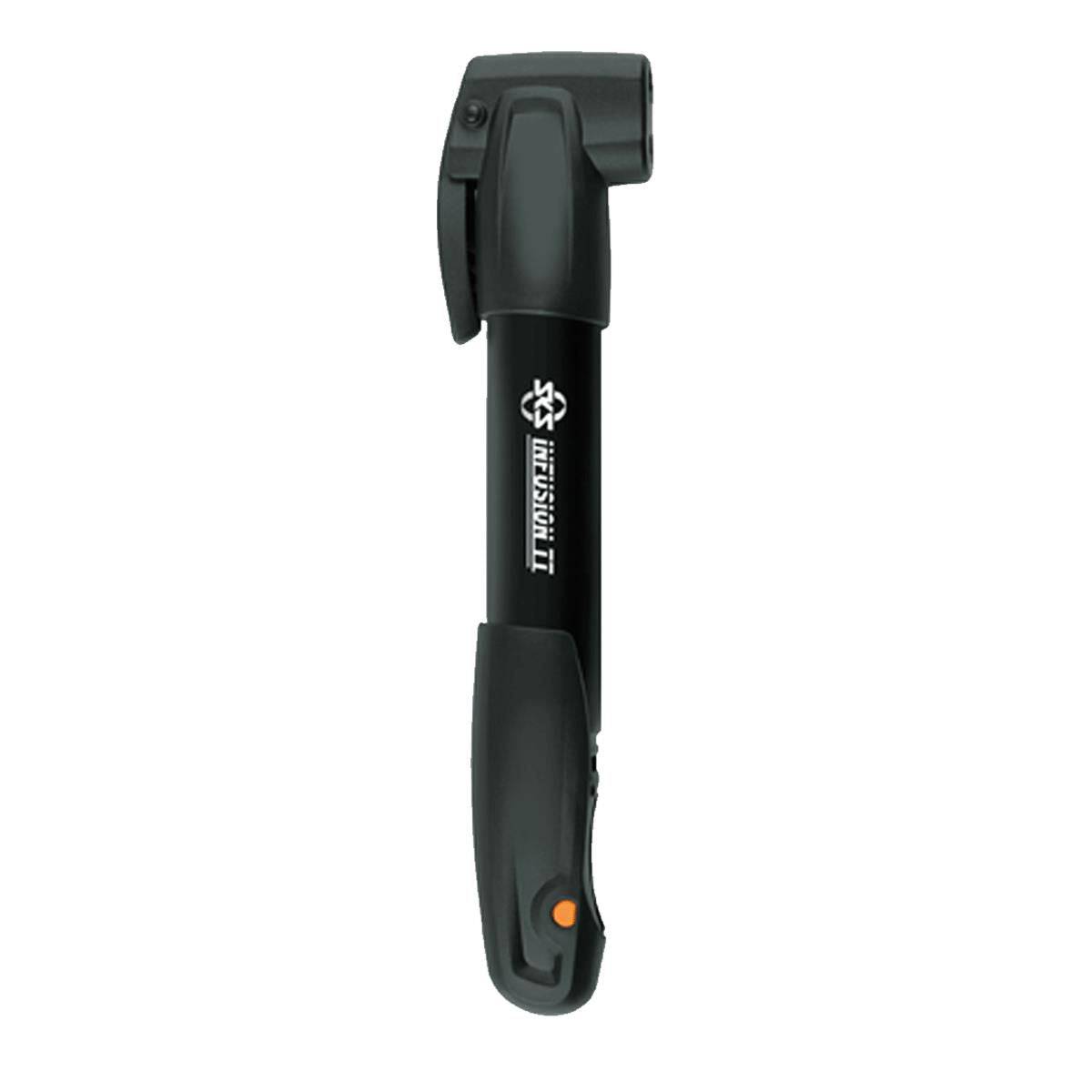 SKS Infusion TT Mini Pump, compact bike pump with folding T-grip for all valve types, suitable for cycling accessories.