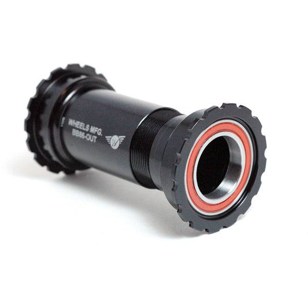 Wheels Manufacturing BB86/92 threaded bottom bracket with ABEC-3 bearings for 24mm cranksets, shown installed in bicycle frame.