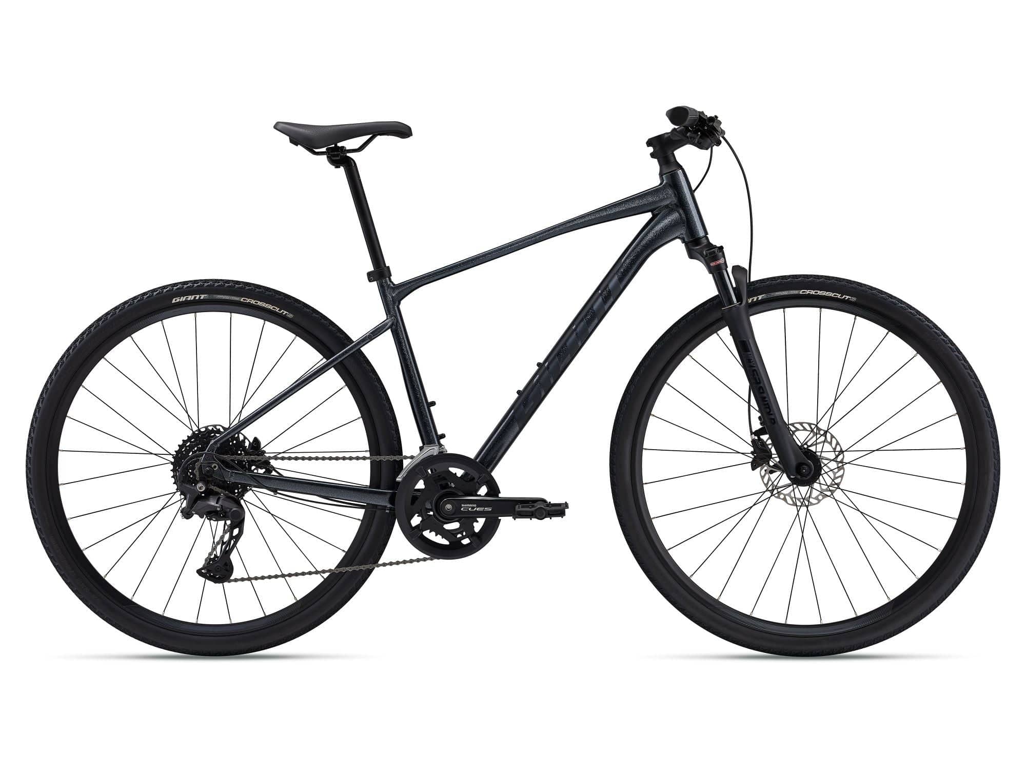 Giant Roam Disc 1 hybrid bike 2024 with Shimano CUES U6000 drivetrain and disc brakes, ready for versatile riding.