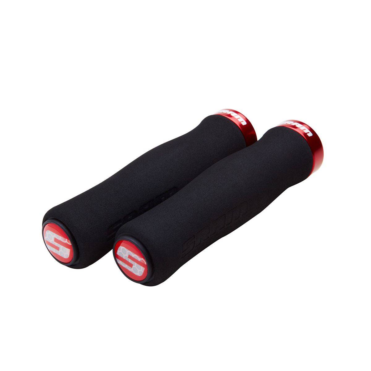 SRAM Locking Grips Contour Foam 129mm Black with Single Red Clamp and End Plugs: | Swinnerton Cycles