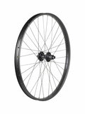 Trek Alex MD35 Boost 27.5-inch MTB rear wheel with Shimano Micro Spline 12-speed hub in black and dark grey.