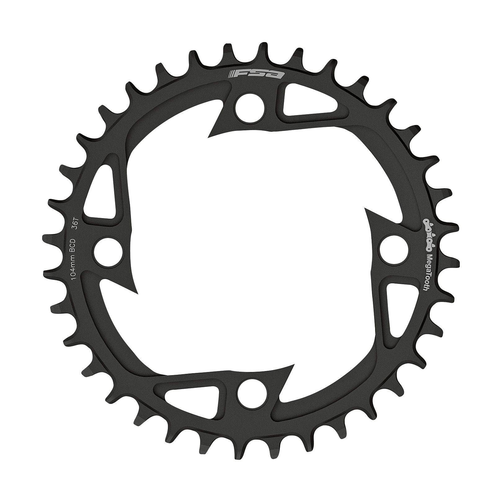 FSA Bosch eBike alloy 1x11 speed chainring with V-shape spider, 104x44T for compatible components, close-up view of the part