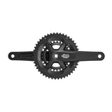 MicroSHIFT Sword Black 2x crankset with square taper bottom bracket for 9-speed bikes, shown with chainrings and crank arms.