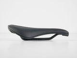 Trek Verse Short Comp Bike Saddle in black, ergonomic unisex seat, measuring 250mm by 155mm, designed for comfort and performance.