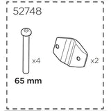 Thule Yepp Maxi rear plate and screw replacement kit for child seat stability, shown with included hardware on a plain background.