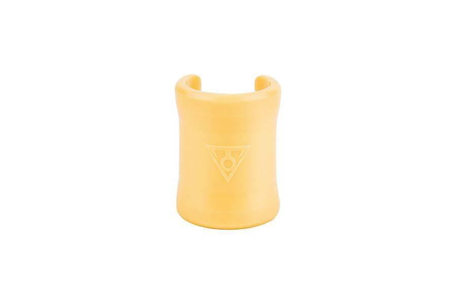 Topeak Spare Pakgo X yellow headset spacers for bike transport and mounts, shown in a set of four accessories.