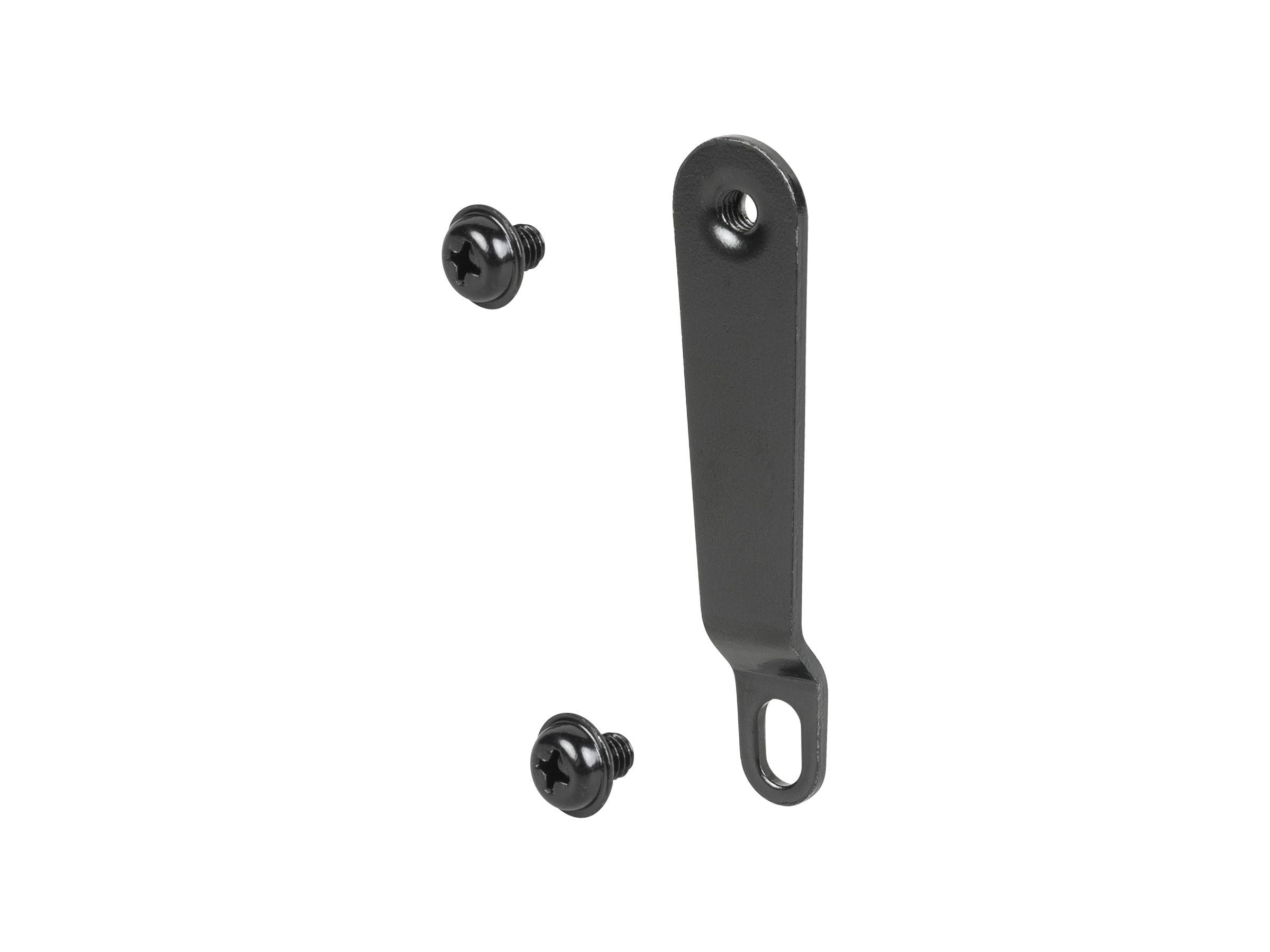 Black Trek 56mm chainstay bracket for bike frame support, durable component for Trek bicycles with a sleek, functional design.