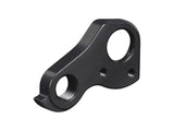 Trek road bike rear derailleur hanger in black with 142x12mm thru axle drive side component, mounted on bike frame.