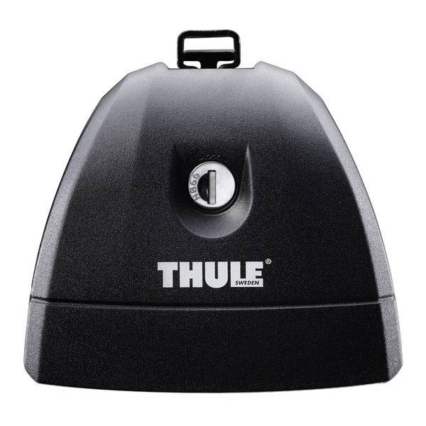 Thule 751 Gutterless Fixpoint Footpack for roof bars with locking system, showing close-up of the accessories and locking mechanism.