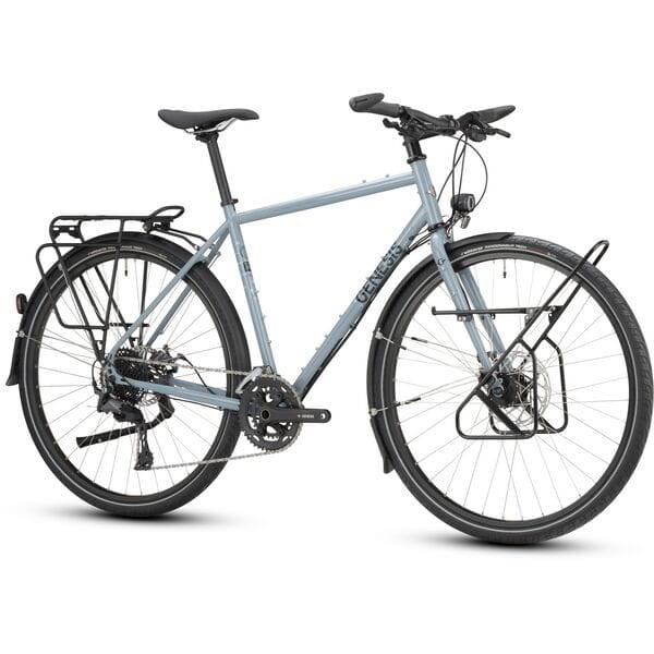 Genesis Tour De Fer 30 adventure bike with disc brakes, designed for long-distance touring, 2025 model, shown with rugged frame and gear setup.