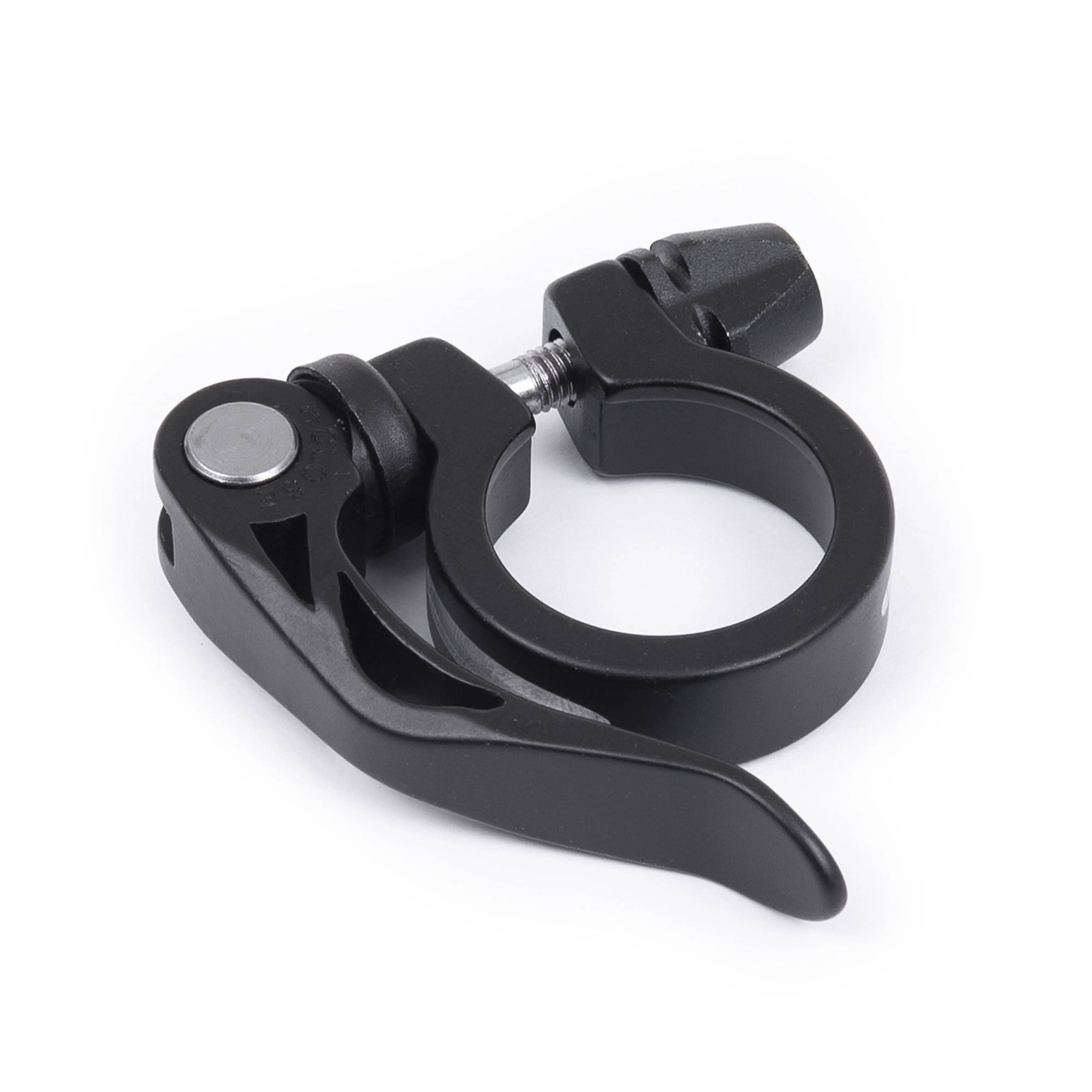 Black Kinesis Quick Release Seat Clamp 31.8mm by Upgrade, shown with tool-free adjustment mechanism and secure mounting for bike seats.