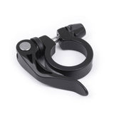 Black Kinesis Quick Release Seat Clamp 31.8mm by Upgrade, shown with tool-free adjustment mechanism and secure mounting for bike seats.