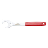 UNIOR 16 Notch Open Bottom Bracket Wrench in red, designed for Shimano and disc brake nuts, suitable for workshop use.