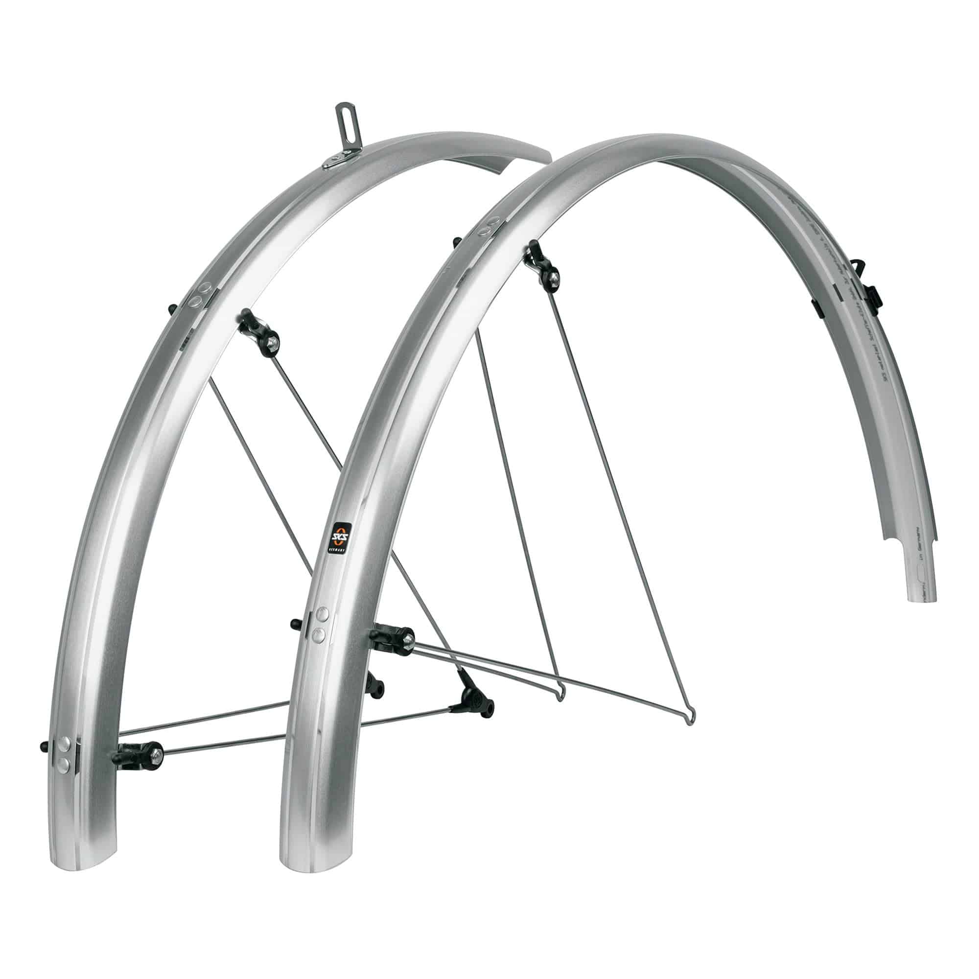SKS Bluemels 28-inch mudguard set with ASR safety system for bikes, featuring durable fenders and mounting hardware.