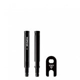 Black Topeak 40mm valve extender for two-piece Presta valves with valve tool, designed for bicycle components.