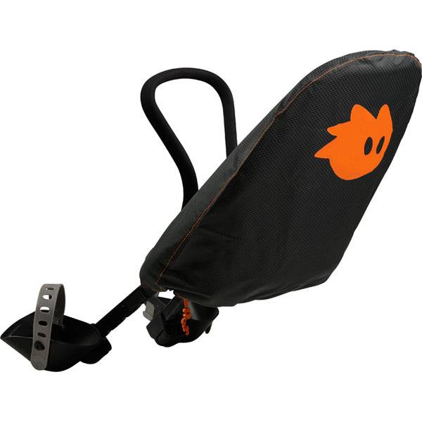 Thule Yepp Mini waterproof raincover for child bike seat with storage pouch, providing protection from rain and wind.