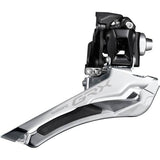 Shimano GRX FD-RX400 10-speed double front derailleur for gravel bikes, showing the braze-on mount and mechanical components.