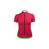 Q36.5 L1 Lady Pinstripe Short Sleeve Jersey showing lightweight cycling jersey with silver thread details and pinstripe pattern.