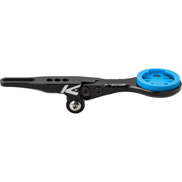 K-Edge Wahoo integrated handlebar mount combo in black anodized finish for cycling computers and cameras on bike handlebars.