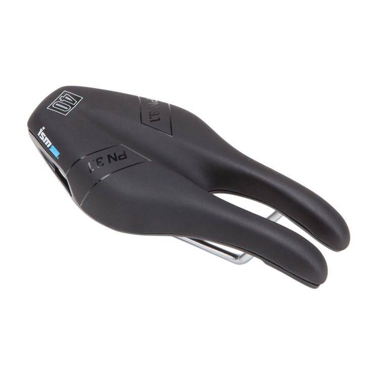 ISM PN 3.1 nose-less bike saddle in black showing ergonomic design and padded surface for comfortable cycling.