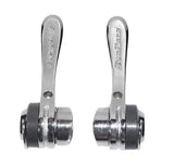 SunRace R90 9-speed downtube road bike shifters with friction mode, mounted on bicycle frame for smooth gear shifting.