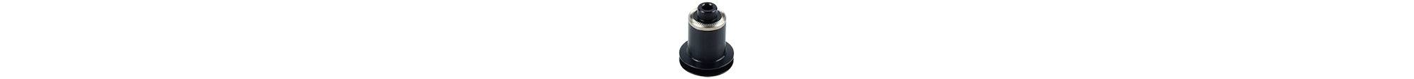 Black Bontrager DT240 5mm knurled non-drive rear axle end cap for 135mm OLD mountain bike hub, component replacement accessory