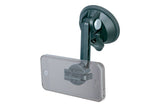 Topeak Ridecase car mount with adjustable suction pad attached to a windscreen in black, designed for smartphone accessories.