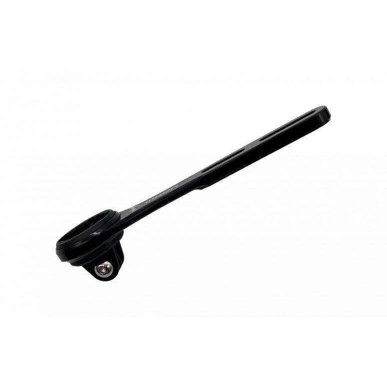 Black Moon Sport M-06 integrated bar stem mount for Garmin, Wahoo, and GoPro, shown attached to a bike handlebar.