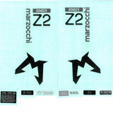 Marzocchi Fork Bomber Z2 / E-Tuned Decal Kit: Clear Logo Gloss Red/White 2024 Spares & Accesories | Swinnerton Cycles