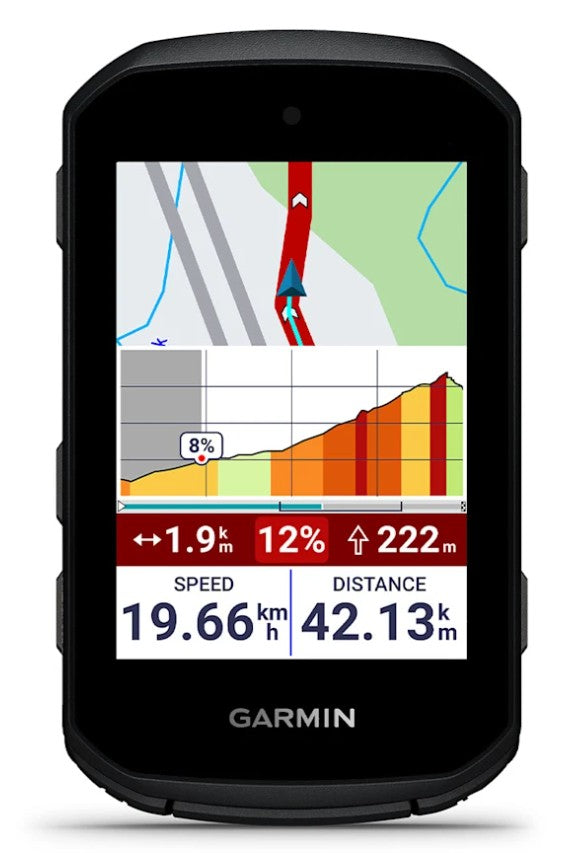 Garmin Edge 550 GPS cycling computer with performance tracking and coaching features, showing screen with data display.