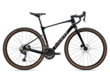Giant Revolt Advanced 2 gravel bike with adjustable wheelbase and integrated storage, shown from the side with a sleek frame and tires.