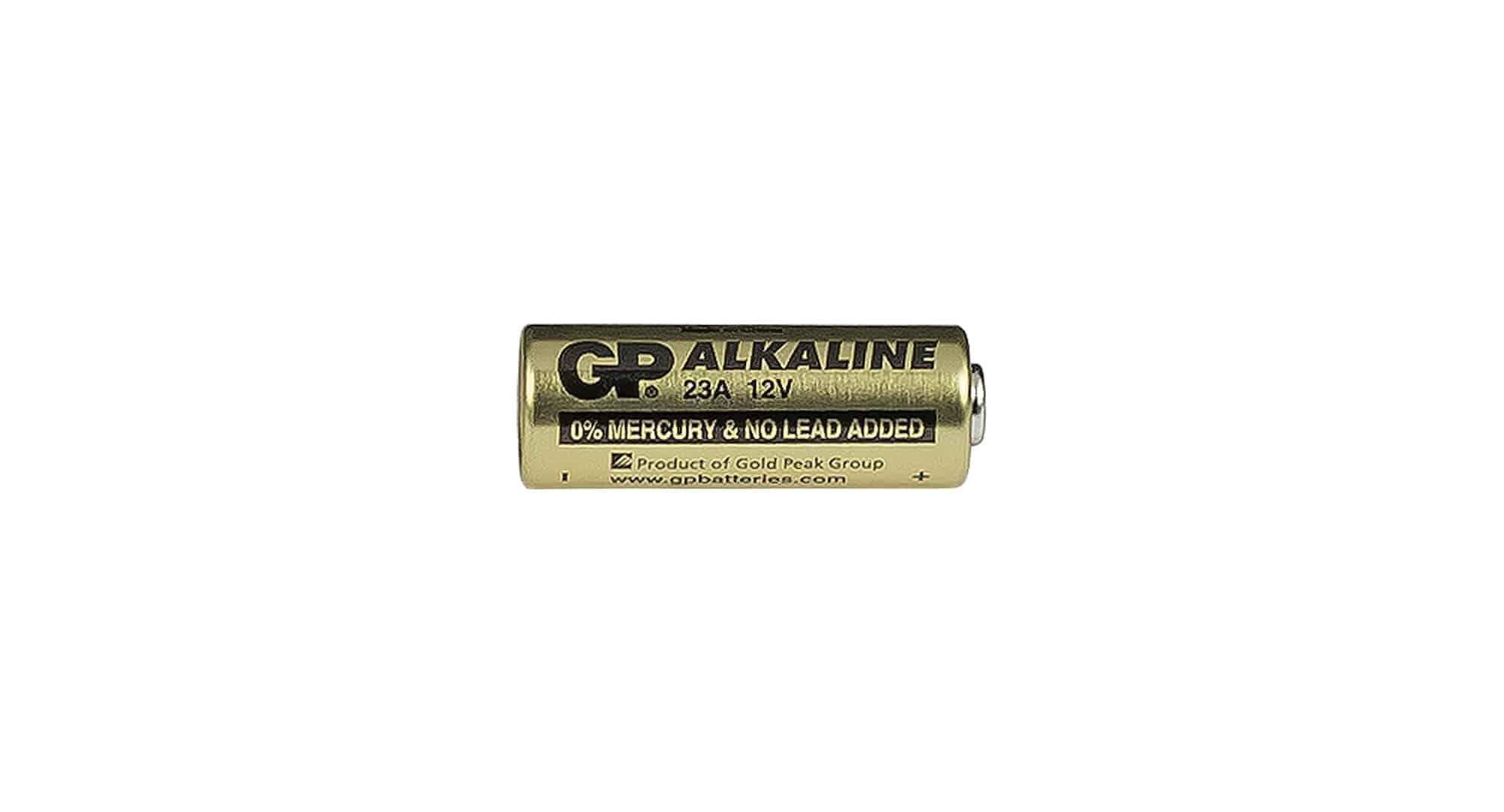 Bontrager 23AE Silver computer battery for GP 23A speed sensors, showing the small replacement battery in a close-up shot.