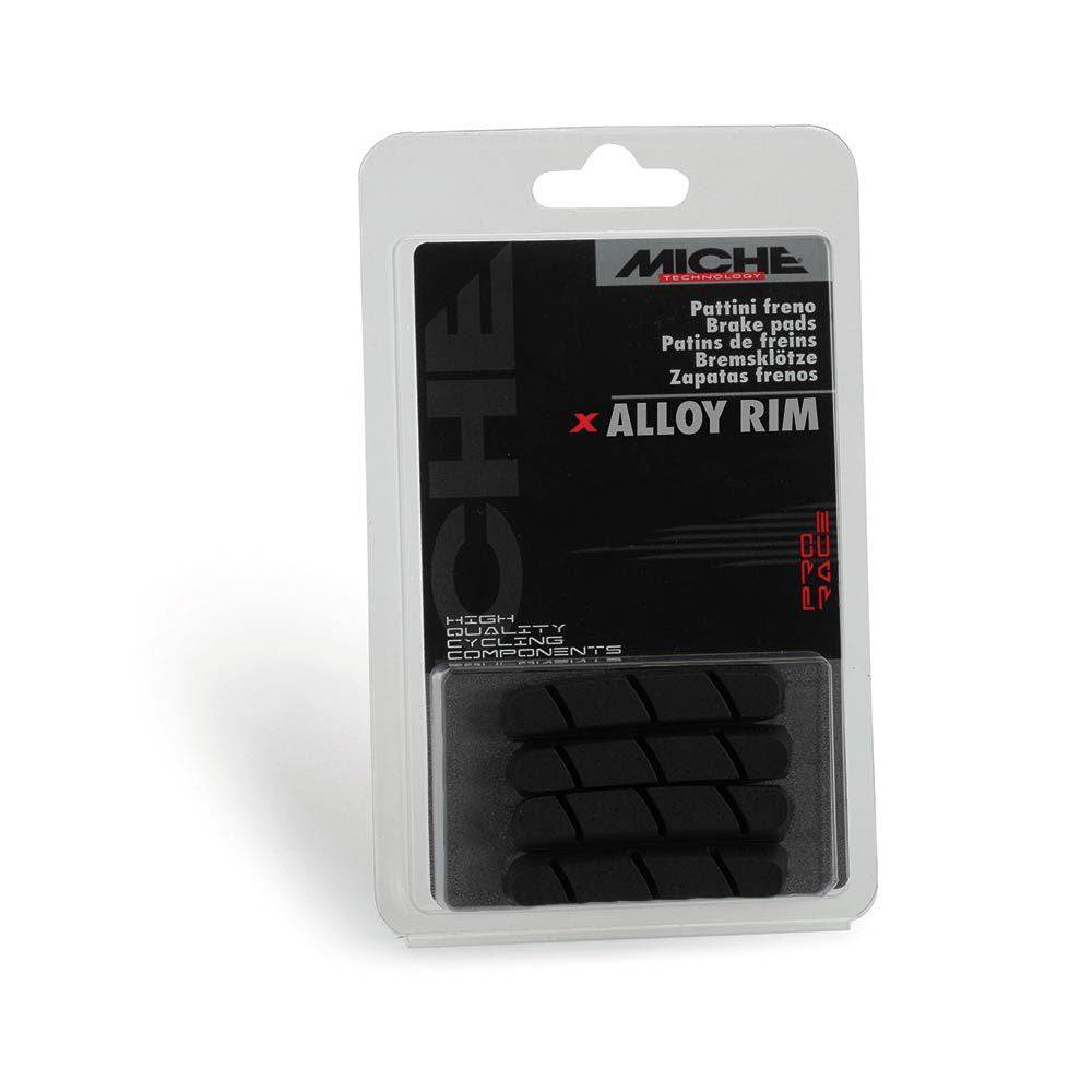 Miche brake pads for Shimano and Campagnolo pre-2010 calipers, alloy and carbon rim options, bicycle components.