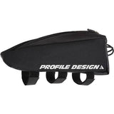 Profile Design Aero Medium Top Tube Storage Pack attached to a cycling bike's top tube for convenient storage.
