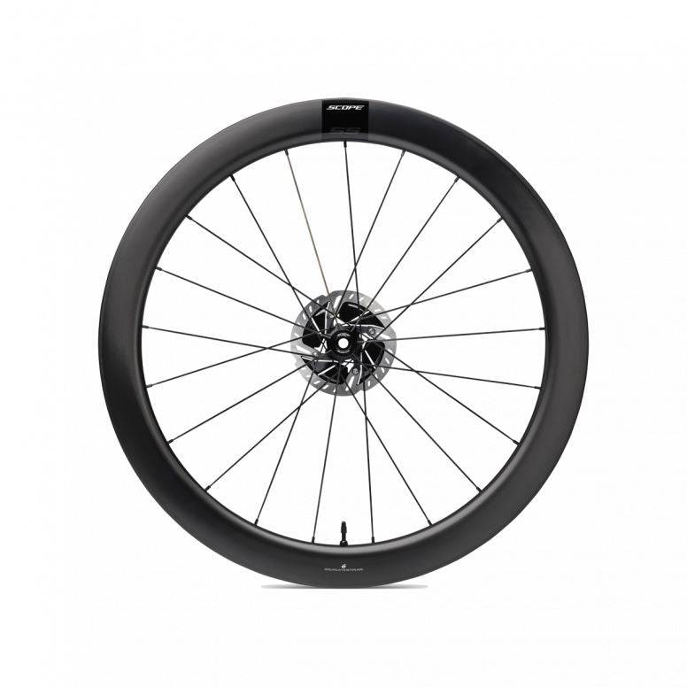 Scope Cycling S5 Disc Carbon Road Wheelset with tubeless tires, aerodynamic design, and durable construction for high-performance cycling.