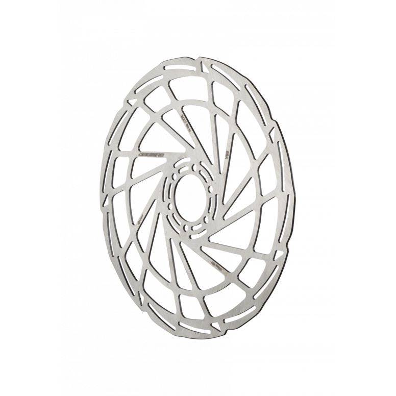 Jagwire Sport SR1 6-bolt disc brake rotor for ISO and Centerlock hubs, shown mounted on bicycle wheel.