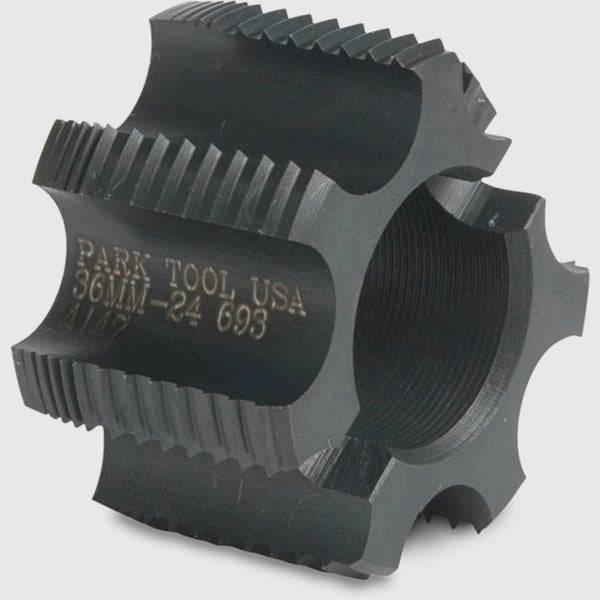Park Tool 693 36mm x 24 TPI Italian right-hand tap for BTS-1 workshop tool replacement, showing the threaded metal tap.