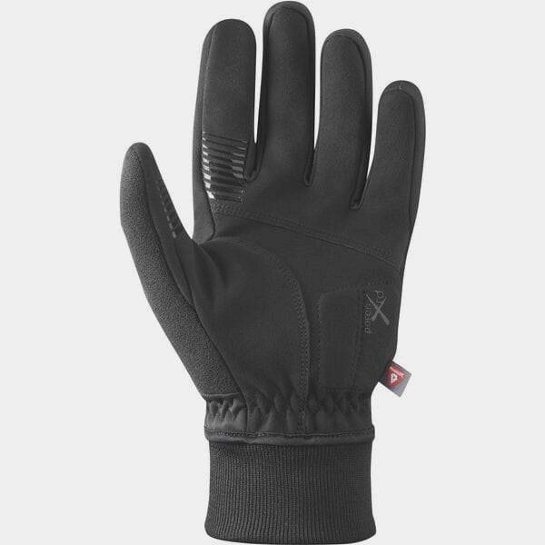 Shimano Unisex WINDSTOPPER® Primaloft® gloves showing insulated, windproof design with touchscreen fingertips.