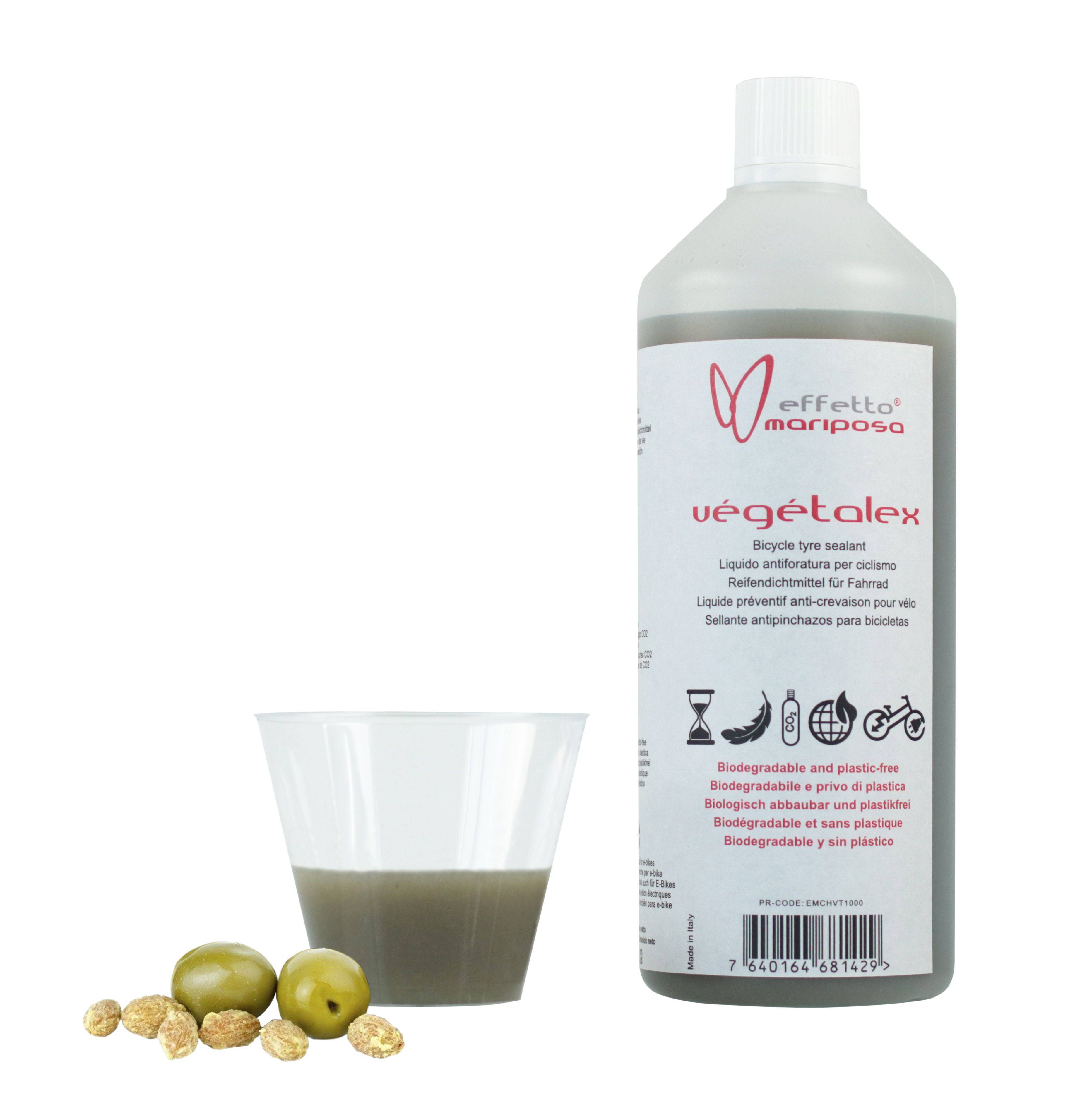 Effetto Vegetalex tubeless sealant for tires, 1000ml bottle, eco-friendly puncture repair component by Effetto Mariposa.