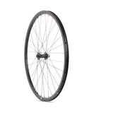 Black M Part Wheels 700c road front wheel with Shimano Tiagra CL hub and Cyclone rim, 12x100mm axle, suitable for cycling.