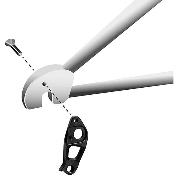 Durable M Part gear hanger for bike frame, specialized component replacement part with metal construction.