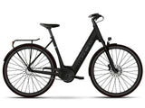 Trek District+ 4 Guard Lowstep electric hybrid bike for urban commuting, featuring a step-through frame and electric motor assistance.
